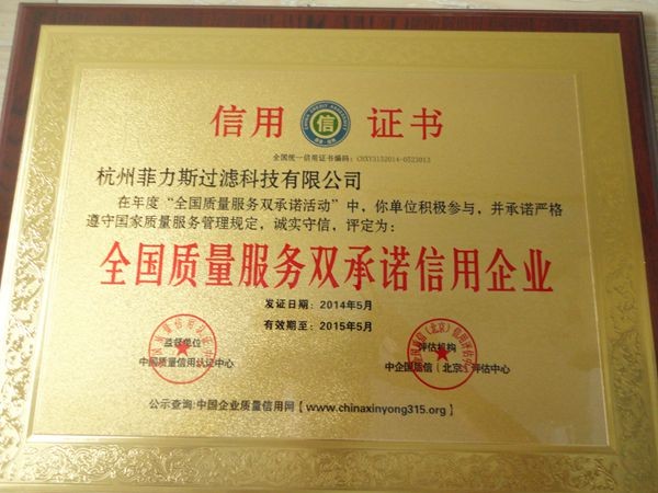 China Hangzhou Philis Filter Technology Co., Ltd. Zertifizierungen